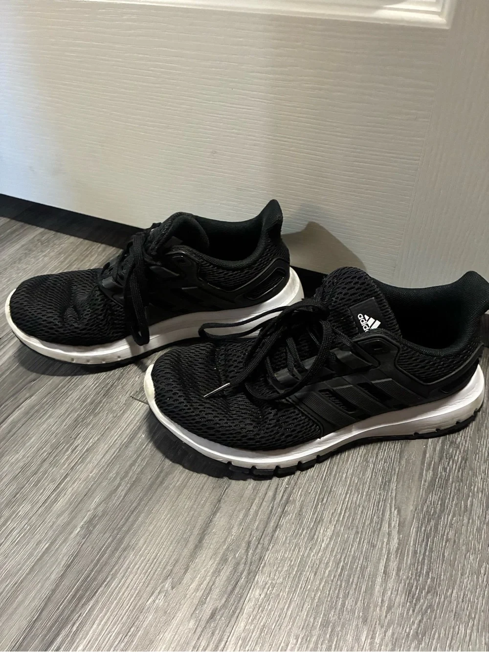 adidas Black and White Mesh Athletic Sneakers